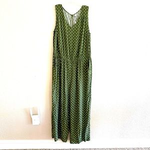 Old Navy Army Green Print Sleeveless Wide Leg Pant Jumpsuit